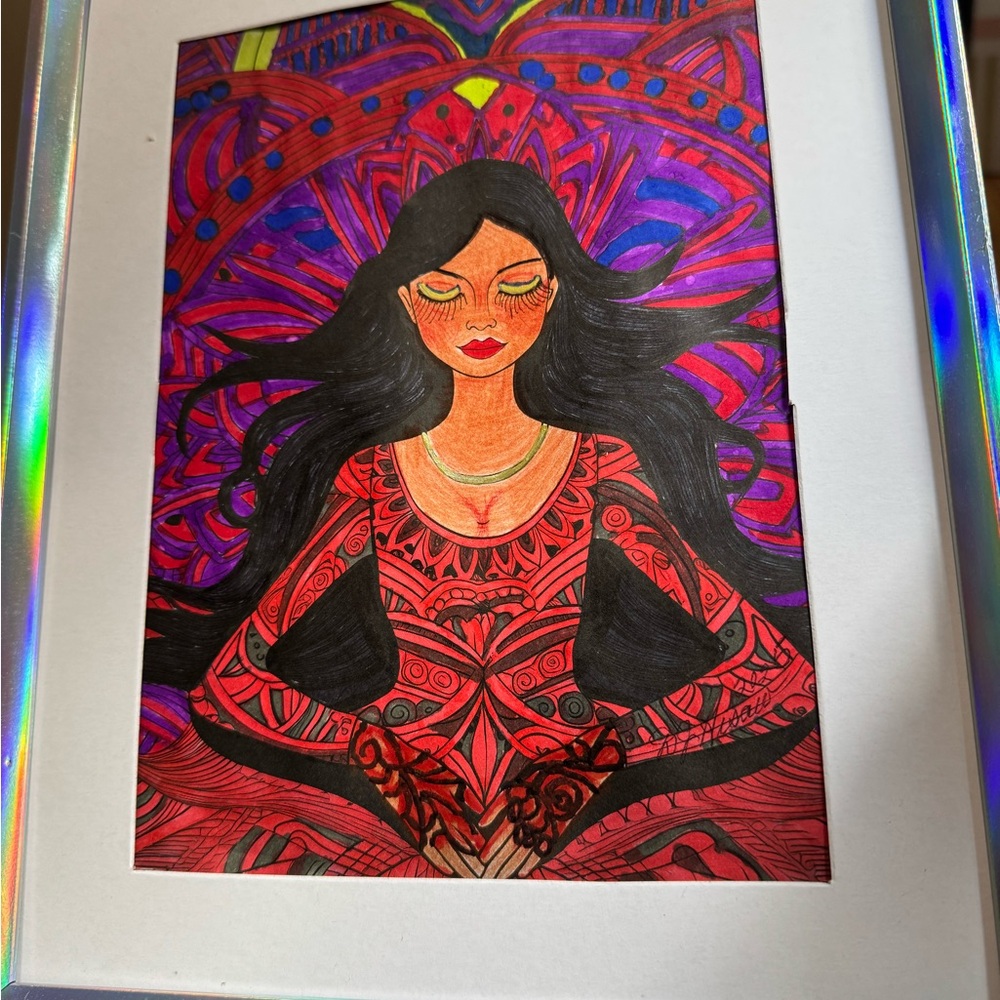 Mystical Red and Black Illustration Art Portrait
